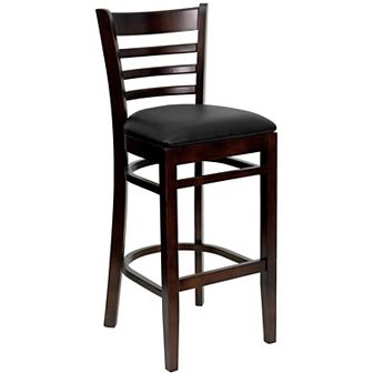 Emma and Oliver Ladder Back Walnut Wood Barstool