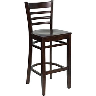 Emma and Oliver Ladder Back Walnut Wood Barstool
