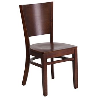 Emma and Oliver Solid Back Walnut Wood Chair, Black Vinyl Seat
