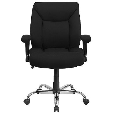 Emma and Oliver 400 lb. Big & Tall Mid-Back Black Tufted LeatherSoft Ergonomic Office Chair