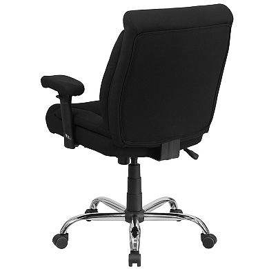 Emma and Oliver 400 lb. Big & Tall Mid-Back Black Tufted LeatherSoft Ergonomic Office Chair