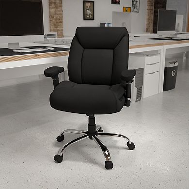 Emma and Oliver 400 lb. Big & Tall Mid-Back Black Tufted LeatherSoft Ergonomic Office Chair