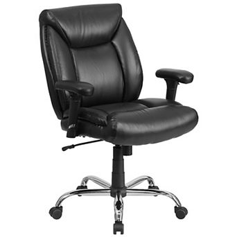 Emma and Oliver 400 lb. Big & Tall Mid-Back Black Tufted LeatherSoft Ergonomic Office Chair