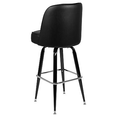 Emma And Oliver Metal Barstool With Swivel Vinyl Upholstered Bucket Seat And Footrest