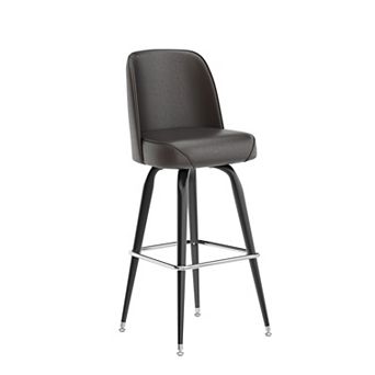 Emma And Oliver Metal Barstool With Swivel Vinyl Upholstered Bucket Seat And Footrest