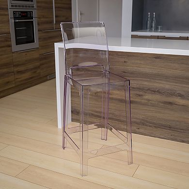 Emma and Oliver Ghost Counter Stool with Square Back in Transparent Crystal