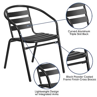 Emma And Oliver 31.5'' Square Aluminum Indoor-outdoor Table Set With 4 Slat Back Chairs