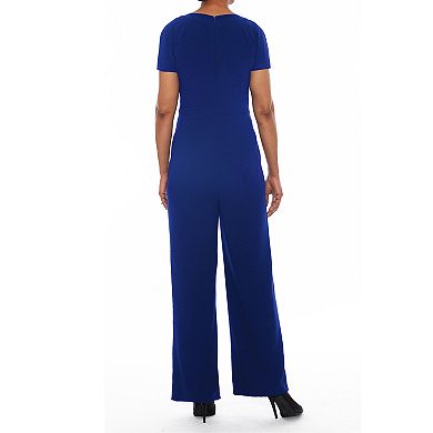 Women's Focus By Shani Keyhole Crepe Flare Jumpsuit