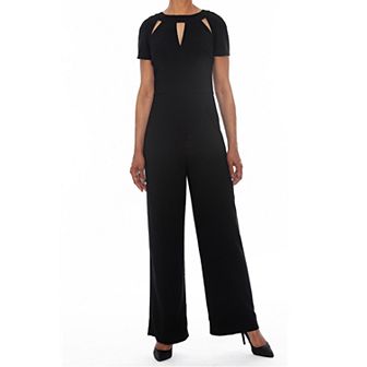 Women's Focus By Shani Keyhole Crepe Flare Jumpsuit
