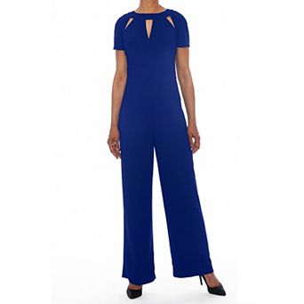 Women's Focus By Shani Keyhole Crepe Flare Jumpsuit