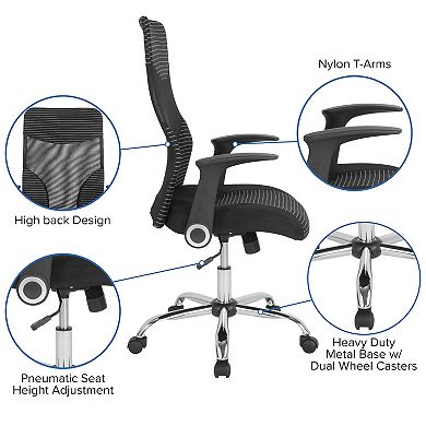 Emma and Oliver High Back Black/White Ergonomic Office Chair with Contemporary Mesh Design