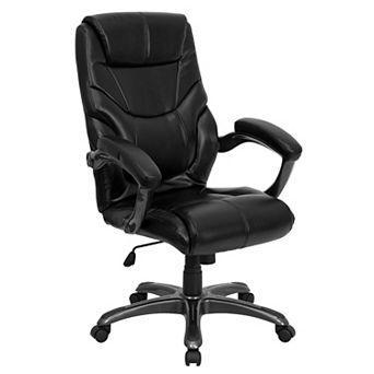 Emma and Oliver High Back Black LeatherSoft Executive Ergonomic Office Chair-Arms