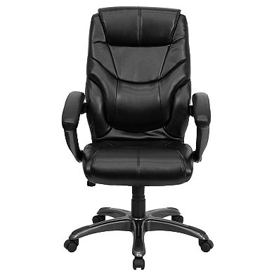 Emma and Oliver High Back Black LeatherSoft Executive Ergonomic Office Chair-Arms