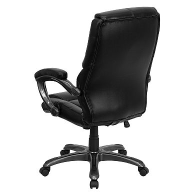 Emma and Oliver High Back Black LeatherSoft Executive Ergonomic Office Chair-Arms