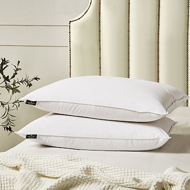 Farm To Home Organic Blended Cotton White Goose Feather & Down Set of Two Pillows