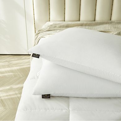 Farm To Home Organic Blended Cotton Cover White Goose Feather & Down Set of Two Pillows