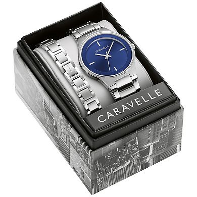 Caravelle by Bulova Men's Stainless Steel Watch & Stainless Steel Bracelet Box Set
