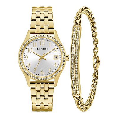 Caravelle by Bulova Women's Crystal Accented Gold Tone Stainless