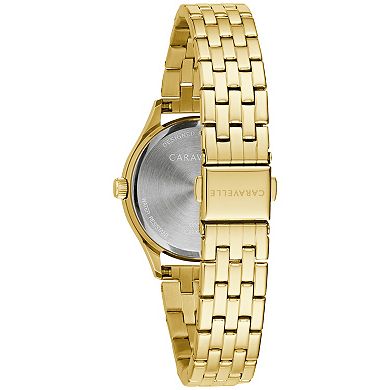 Caravelle by Bulova Women's Crystal Accented Gold Tone Stainless Steel Watch & Crystal Bracelet Box Set