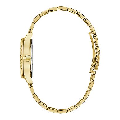 Caravelle by Bulova Women's Crystal Accented Gold Tone Stainless Steel Watch & Crystal Bracelet Box Set