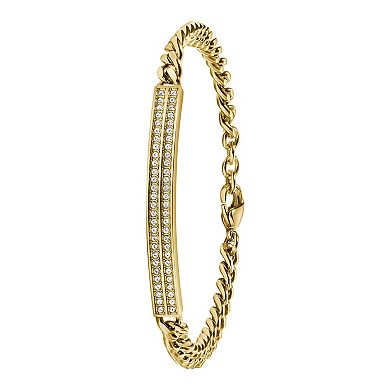 Caravelle by Bulova Women's Crystal Accented Gold Tone Stainless Steel Watch & Crystal Bracelet Box Set