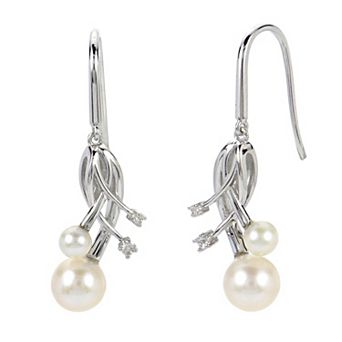 PearLustre by Imperial Sterling Silver Freshwater Cultured Pearl & Lab-Created White Sapphire Drop Earrings