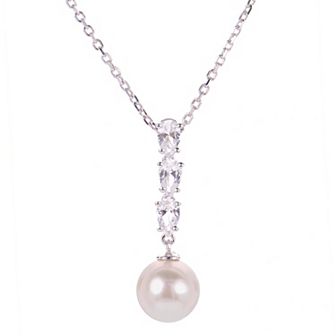 PearLustre by Imperial Sterling Silver Freshwater Cultured Pearl & Lab-Created White Sapphire Necklace