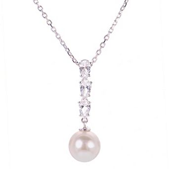 PearLustre by Imperial Sterling Silver Freshwater Cultured Pearl & Lab-Created White Sapphire Necklace