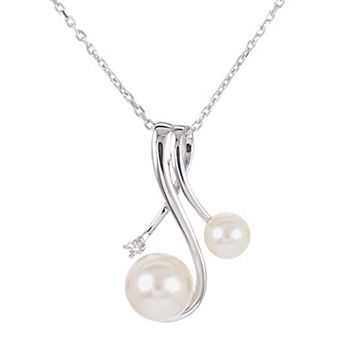 PearLustre by Imperial Sterling Silver Freshwater Cultured Pearl & Lab-Created White Sapphire Pendant Necklace