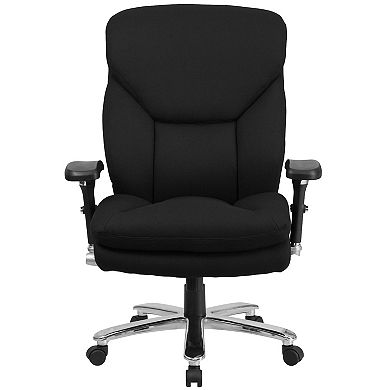 Emma and Oliver 24/7 400 lb. High Back Black Fabric Ergonomic Office Chair with Lumbar Knob
