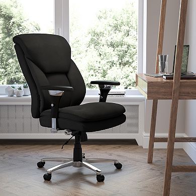 Emma and Oliver 24/7 400 lb. High Back Black Fabric Ergonomic Office Chair with Lumbar Knob