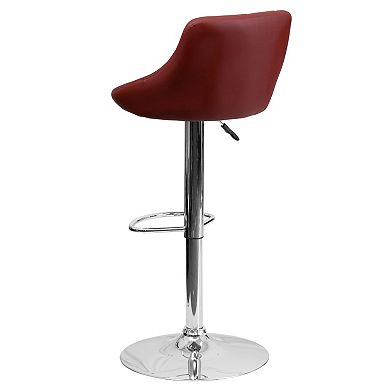 Emma and Oliver Yellow Vinyl Diamond Pattern Back/Bucket Seat Adjustable Barstool