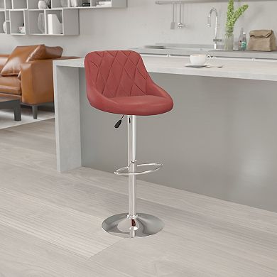 Emma and Oliver Yellow Vinyl Diamond Pattern Back/Bucket Seat Adjustable Barstool
