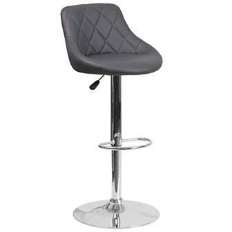 Emma and Oliver Yellow Vinyl Diamond Pattern Back/Bucket Seat Adjustable Barstool