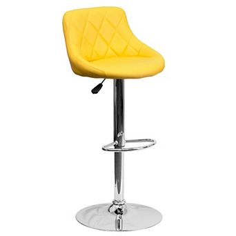 Emma and Oliver Yellow Vinyl Diamond Pattern Back/Bucket Seat Adjustable Barstool