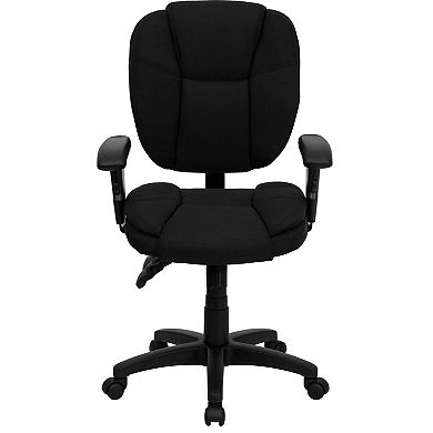 Emma and Oliver Mid-Back Burgundy Fabric Pillow Top Ergonomic Task Office Chair with Arms