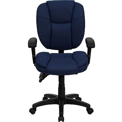 Emma and Oliver Mid-Back Burgundy Fabric Pillow Top Ergonomic Task Office Chair with Arms
