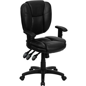 Emma and Oliver Mid-Back Burgundy Fabric Pillow Top Ergonomic Task Office Chair with Arms