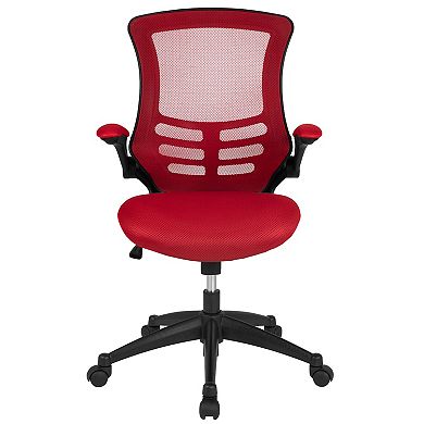 Emma and Oliver Mid-Back White Mesh Swivel Ergonomic Task Office Desk Chair with Flip-Up Arms