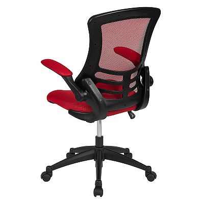 Emma and Oliver Mid-Back White Mesh Swivel Ergonomic Task Office Desk Chair with Flip-Up Arms