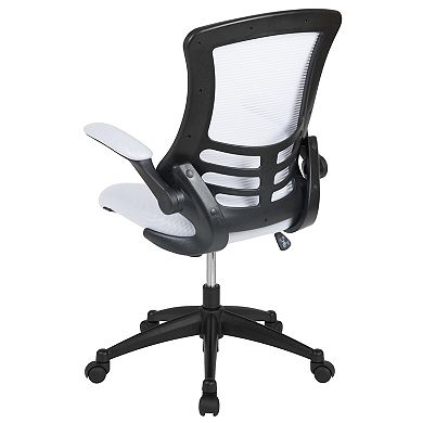 Emma and Oliver Mid-Back White Mesh Swivel Ergonomic Task Office Desk Chair with Flip-Up Arms