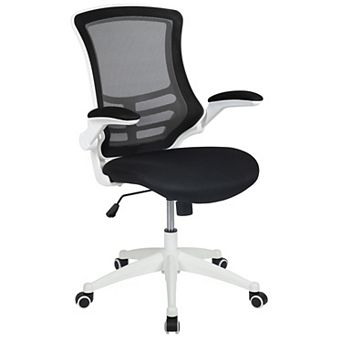 Emma and Oliver Mid-Back White Mesh Ergonomic Task Office Chair, White Frame - Flip-Up Arms