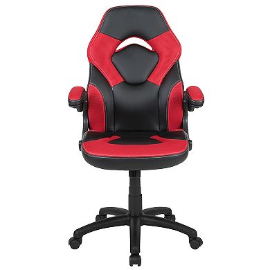 Emma and Oliver Z100 Gaming Racing PC Chair with Flip-up Arms, Red/Black LeatherSoft