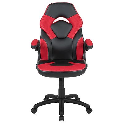 Emma and Oliver Z100 Gaming Racing PC Chair with Flip-up Arms, Red