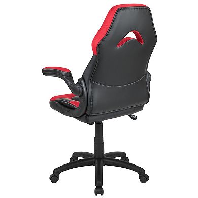 Emma and Oliver Z100 Gaming Racing PC Chair with Flip-up Arms, Red/Black LeatherSoft