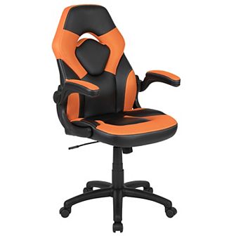 Emma and Oliver Z100 Gaming Racing PC Chair with Flip-up Arms, Blue/Black LeatherSoft