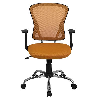 Emma and Oliver Mid-Back Green Mesh Swivel Task Office Chair with Chrome Base and Arms