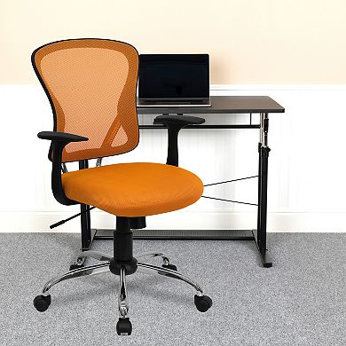 Emma and Oliver Mid-Back Green Mesh Swivel Task Office Chair with Chrome Base and Arms
