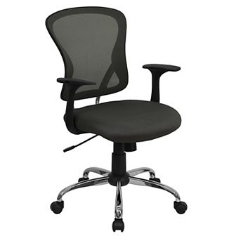 Emma and Oliver Mid-Back Green Mesh Swivel Task Office Chair with Chrome Base and Arms