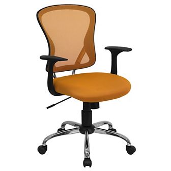 Emma and Oliver Mid-Back Green Mesh Swivel Task Office Chair with Chrome Base and Arms